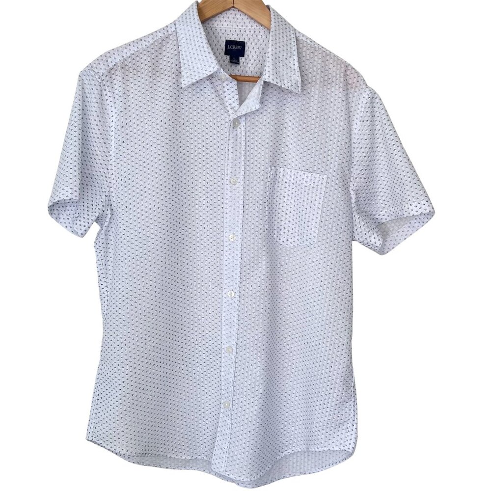 J.Crew Men Short-Sleeve Casual Printed Mini-Dot Geometric Button-Up Shirt Size L
